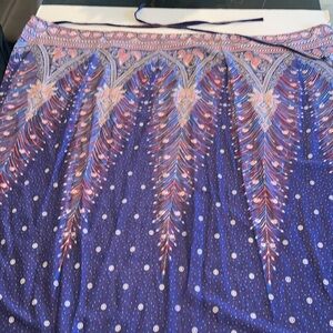 New maxi wrap skirt made in Thailand 100% cotton gorgeous blues & red 50” across